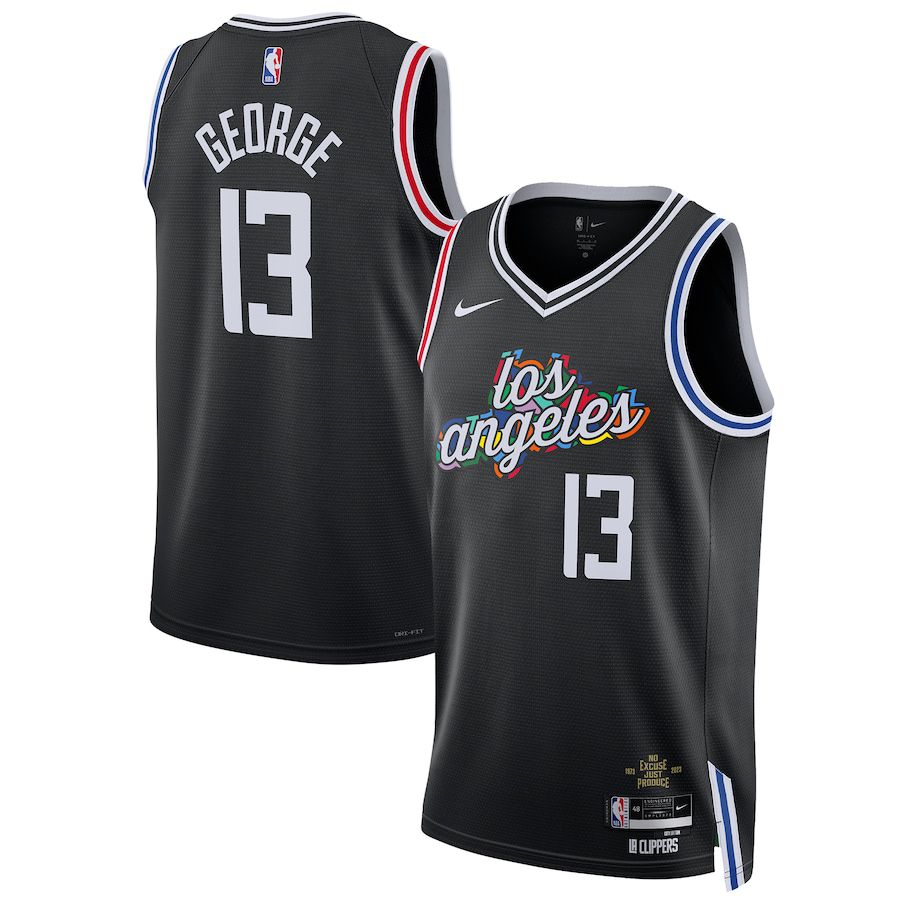 Men Los Angeles Clippers #13 Paul George Nike Black City Edition 2022-23 Swingman NBA Jersey
